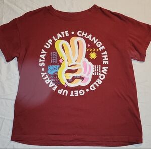 Woman's medium Maroon Dutch Bros get up early stay up late change the world